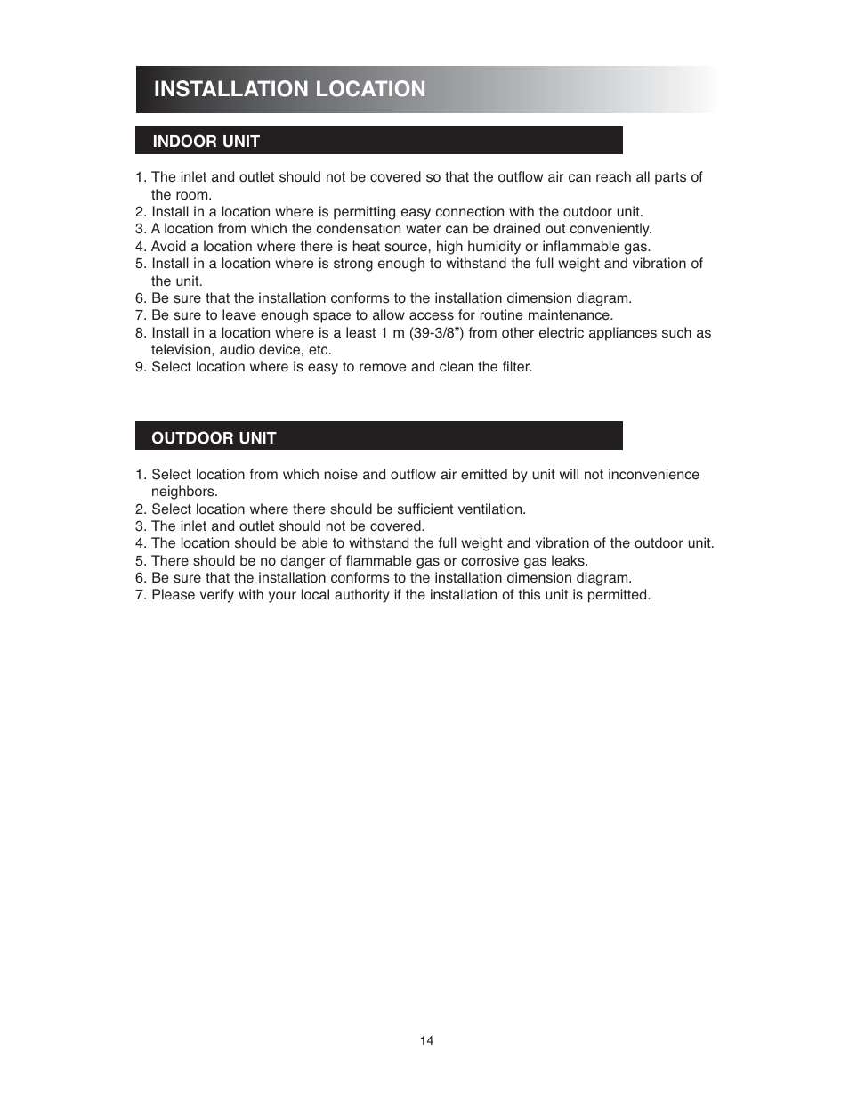 Installation location | Sunrise Global 13-05024 User Manual | Page 15 / 24