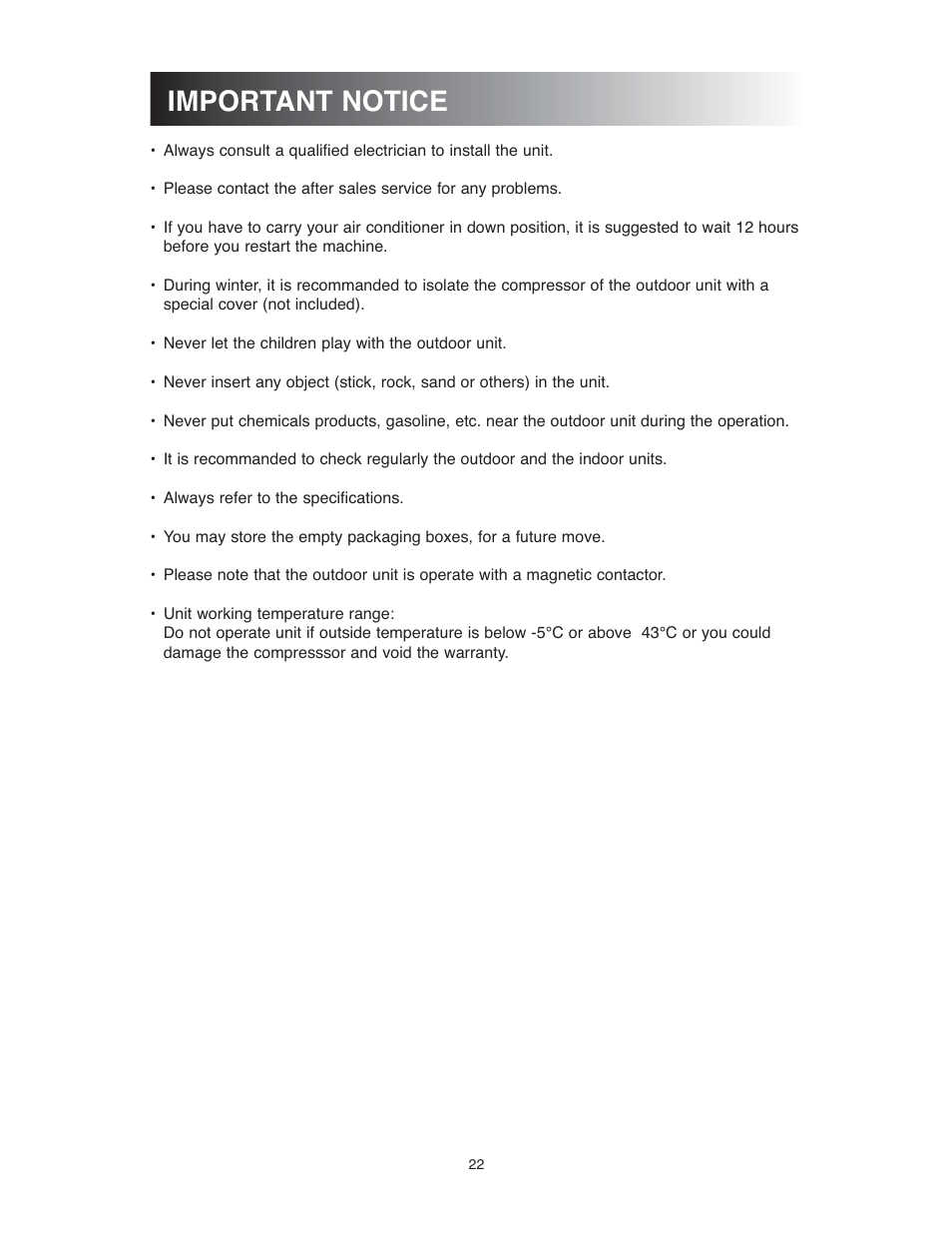 Important notice | Sunrise Global 13-05024 User Manual | Page 23 / 24