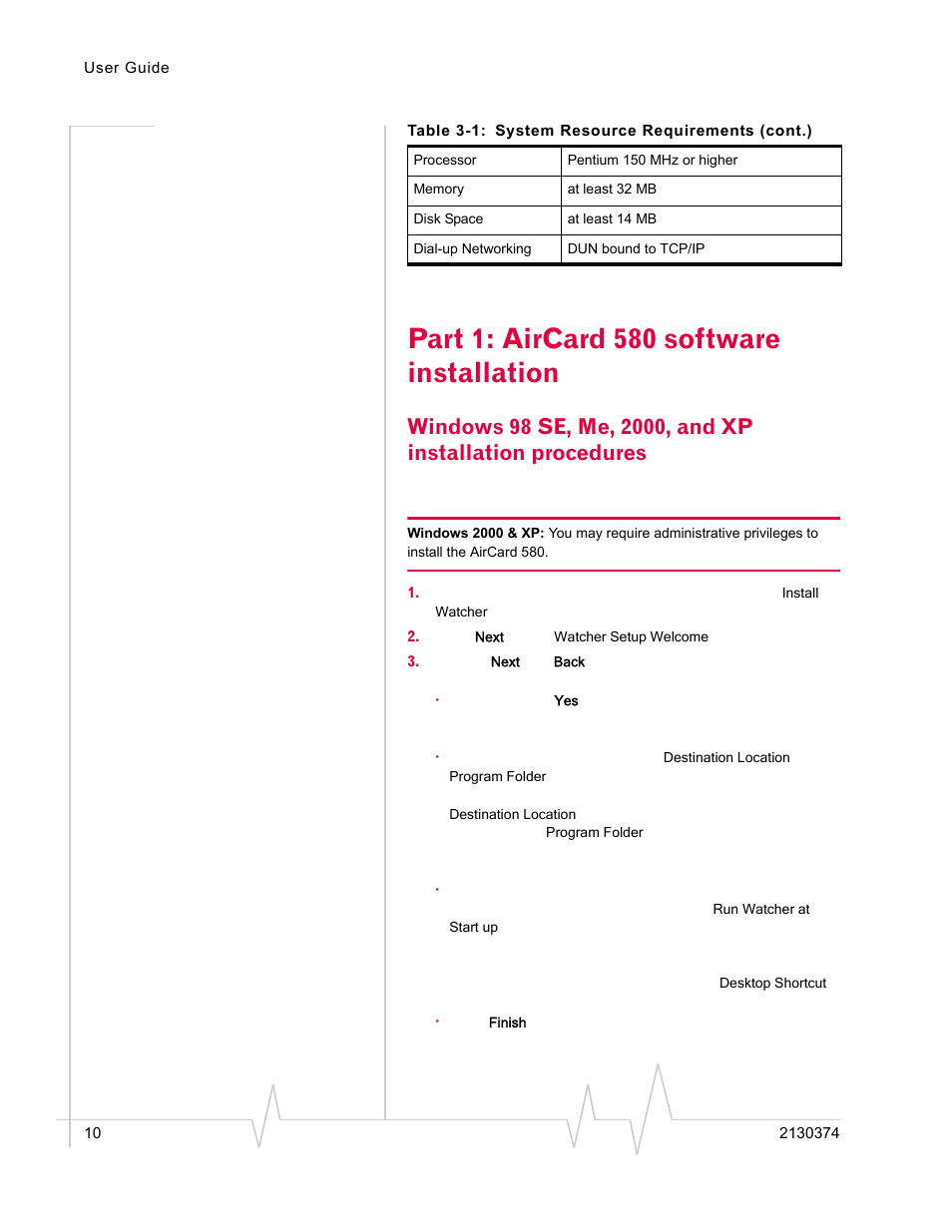Part 1: aircard 580 software installation | Standers 580 User Manual | Page 18 / 62