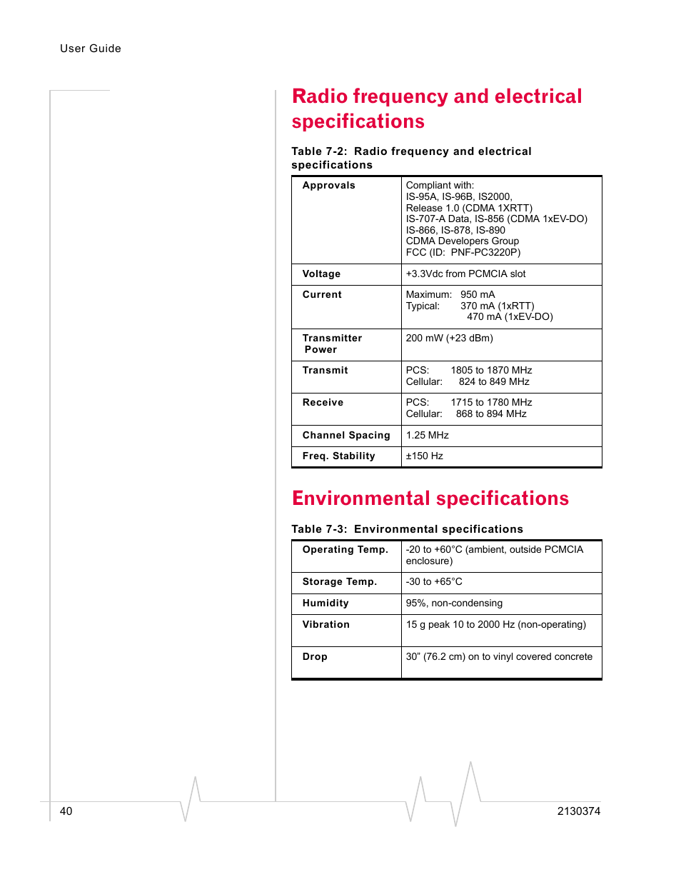 Table 7-3: environmental specifications | Standers 580 User Manual | Page 48 / 62