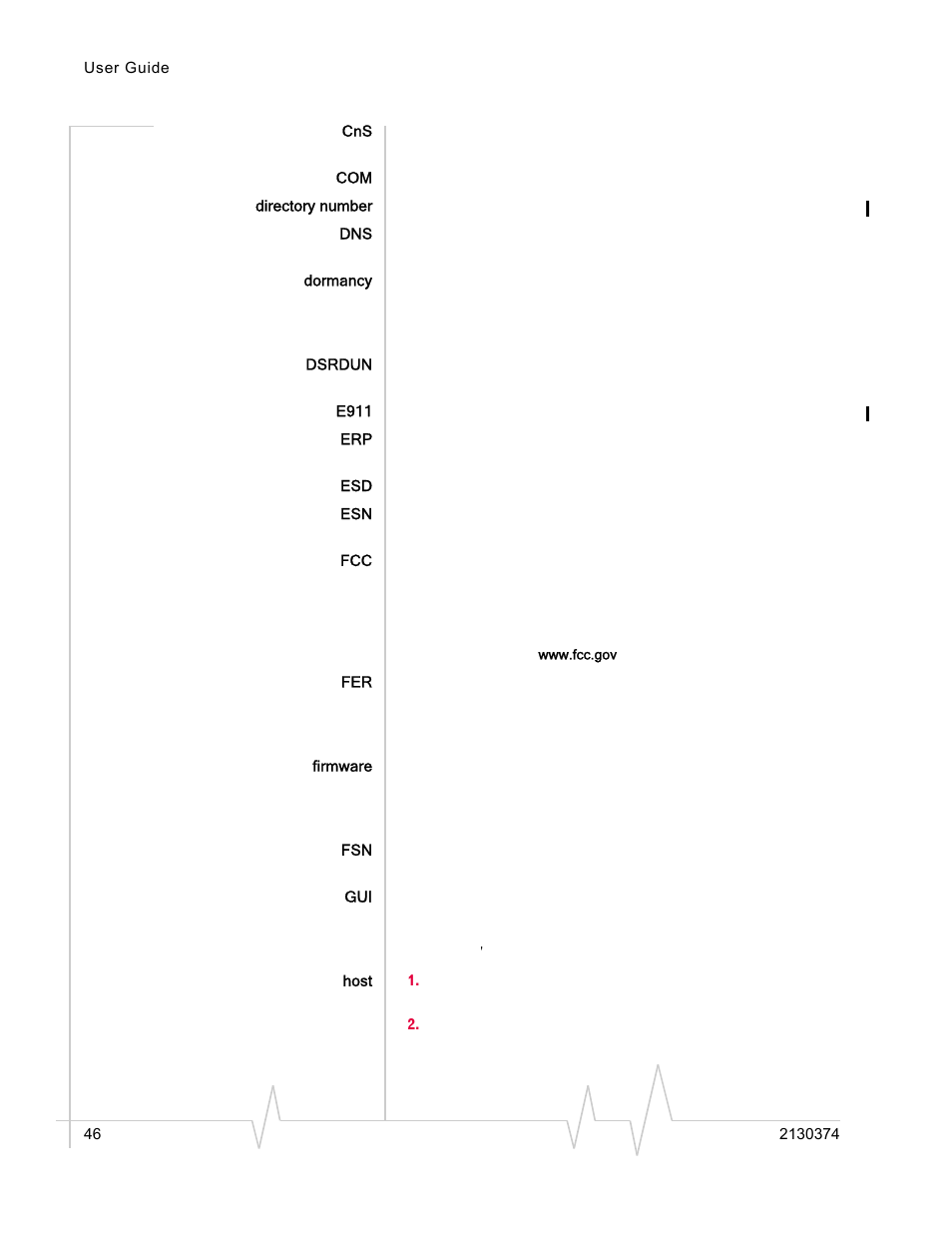 Directory number, Dormancy, Dsrdun | E911, Firmware, Host | Standers 580 User Manual | Page 54 / 62