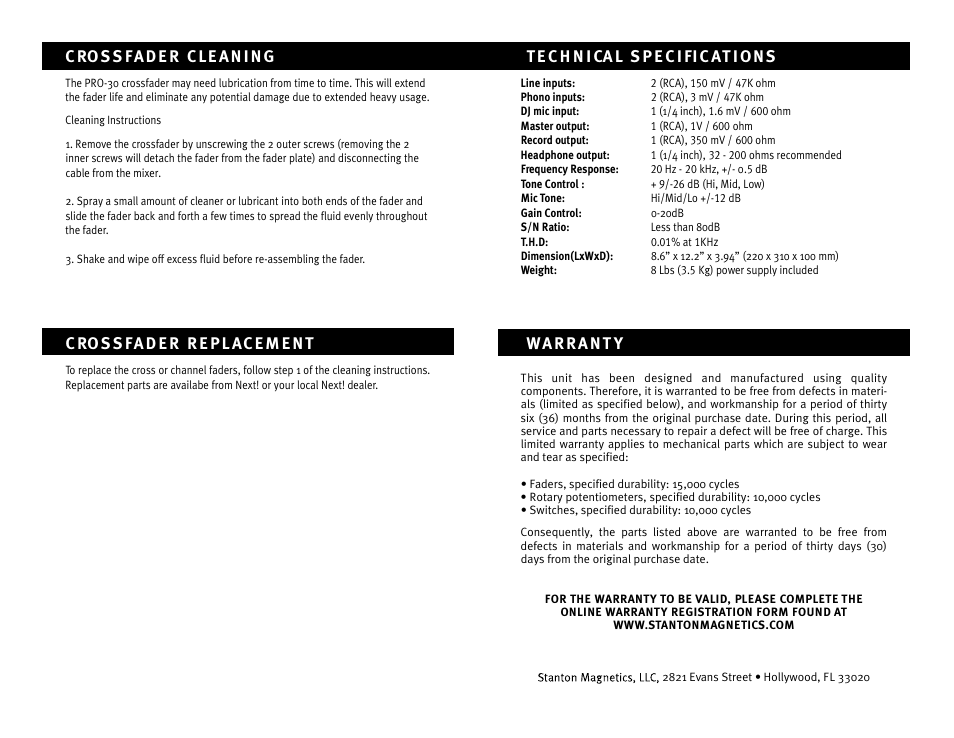 Stanton PRO-30 User Manual | Page 4 / 4