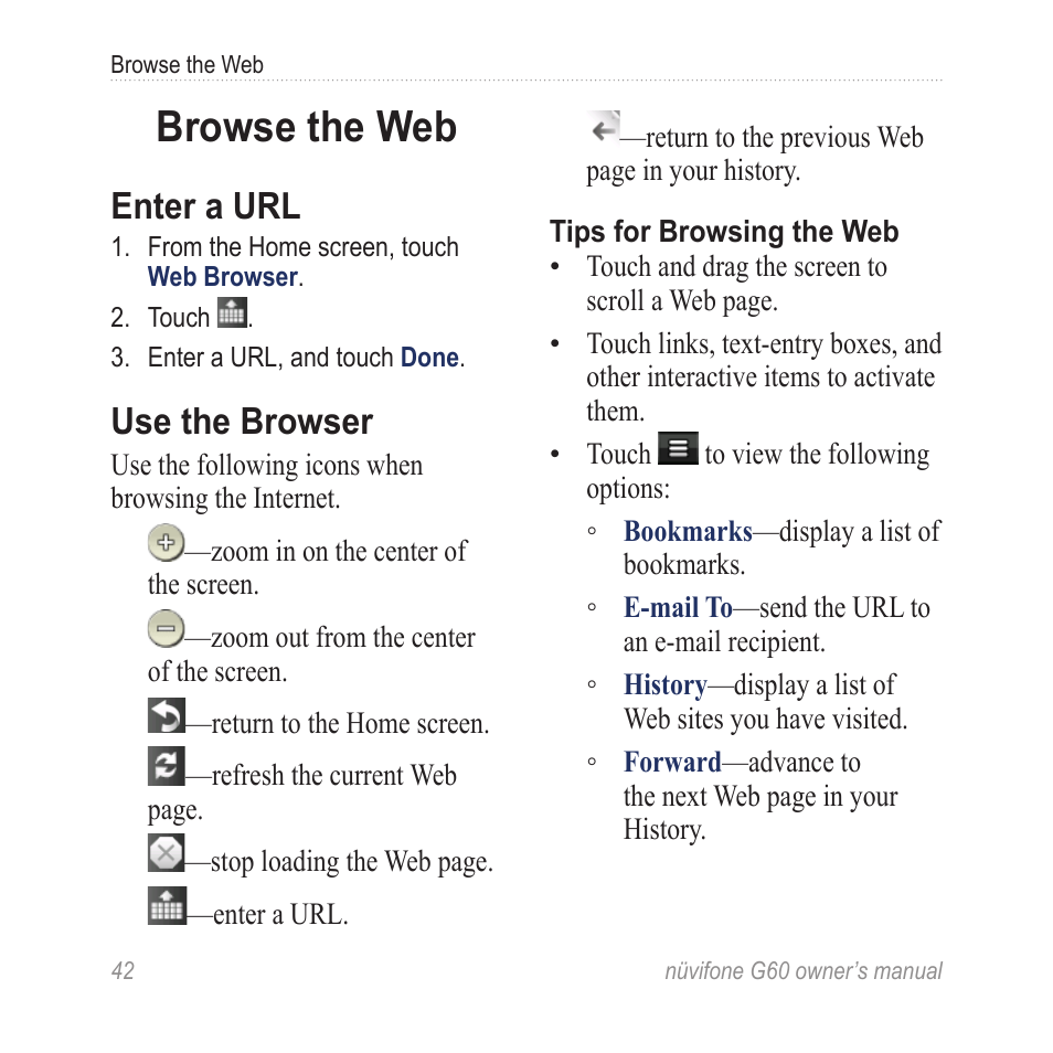 Browse the web, Enter a url, Use the browser | Asus G60 User Manual | Page 50 / 100