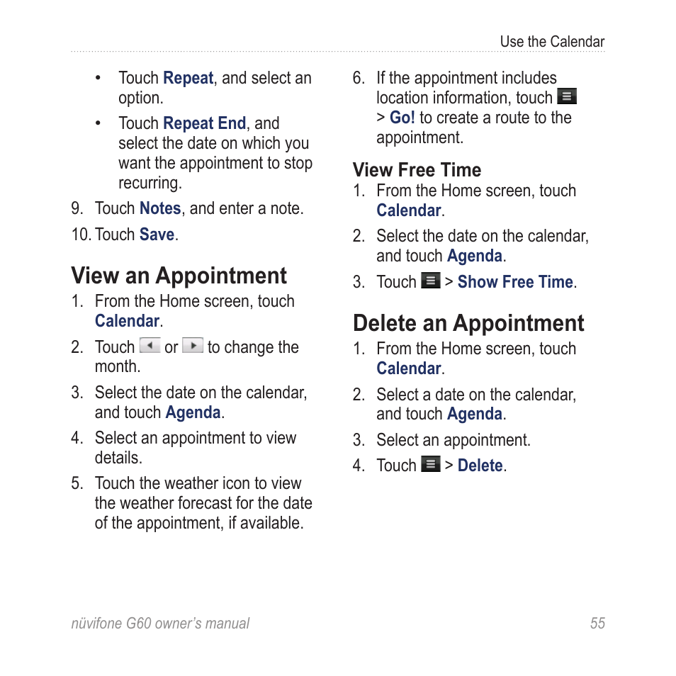 View an appointment, Delete an appointment | Asus G60 User Manual | Page 63 / 100