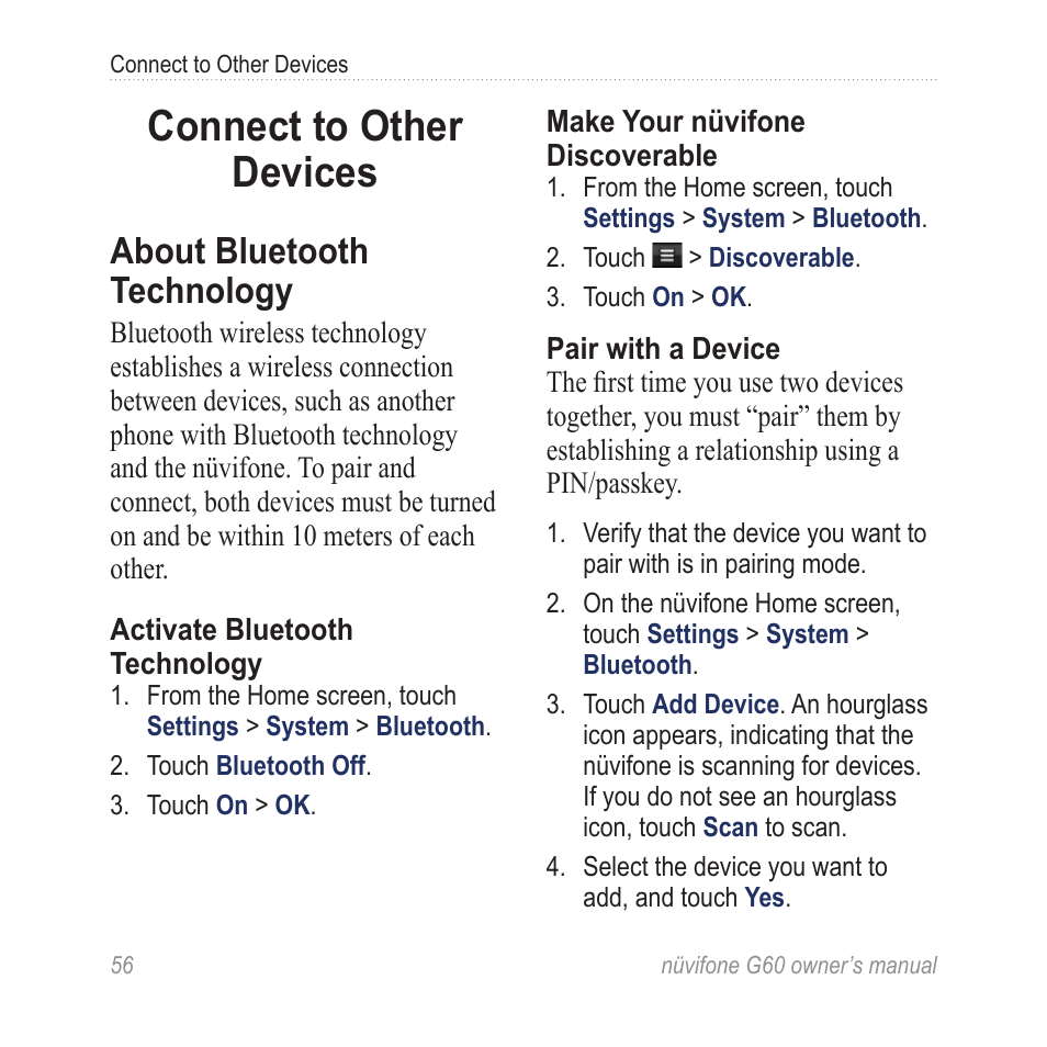 Connect to other devices, About bluetooth technology, Connect to other | Devices | Asus G60 User Manual | Page 64 / 100