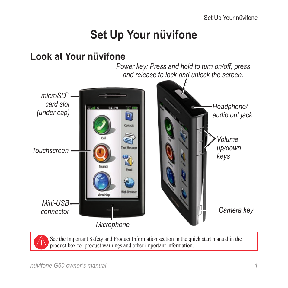 Set up your nüvifone, Look at your nüvifone | Asus G60 User Manual | Page 9 / 100