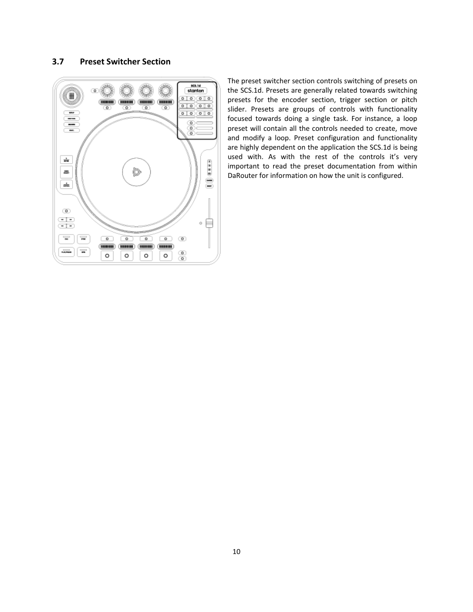 7 preset switcher section, Preset switcher section | Stanton Deck Control Surface SCS.1d User Manual | Page 13 / 51