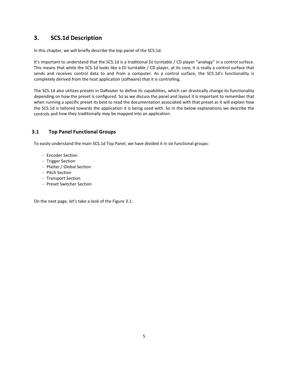 Scs.1d description, 1 top panel functional groups, Top panel functional groups | Stanton Deck Control Surface SCS.1d User Manual | Page 8 / 51