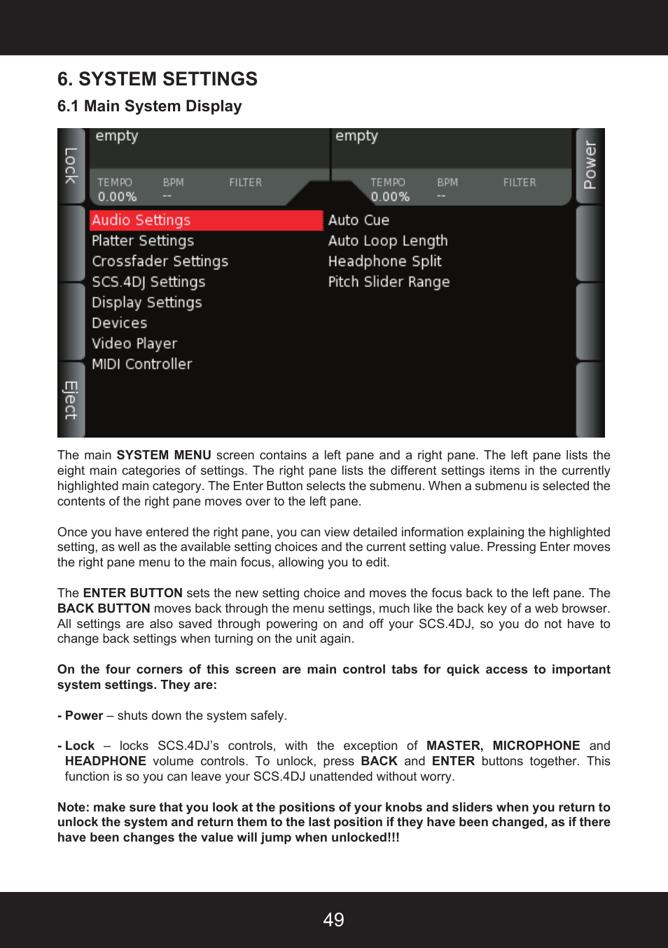 49 6. system settings | Stanton SCS.4DJ User Manual | Page 48 / 64