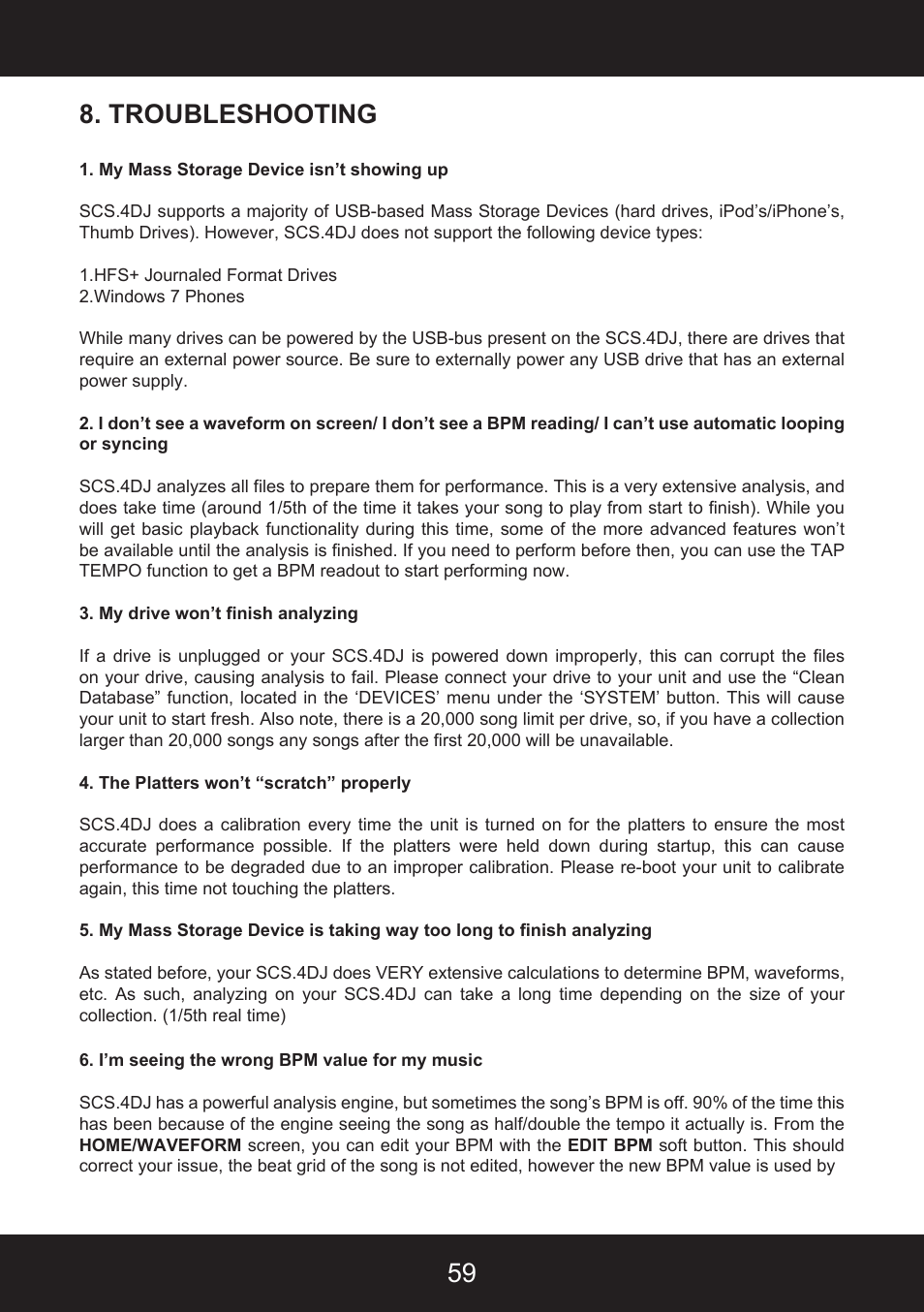 59 8. troubleshooting | Stanton SCS.4DJ User Manual | Page 58 / 64