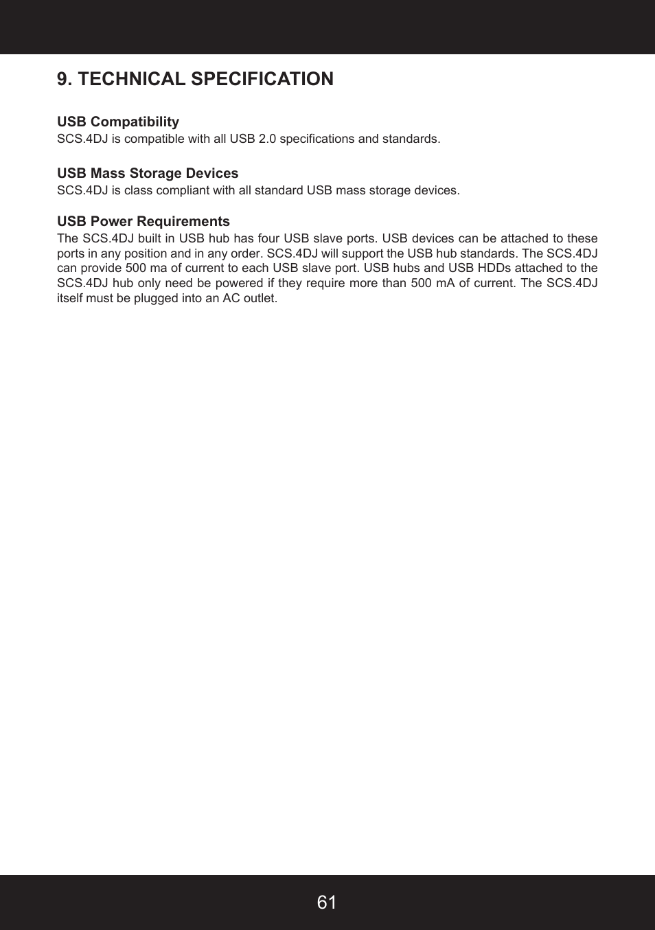 61 9. technical specification | Stanton SCS.4DJ User Manual | Page 60 / 64