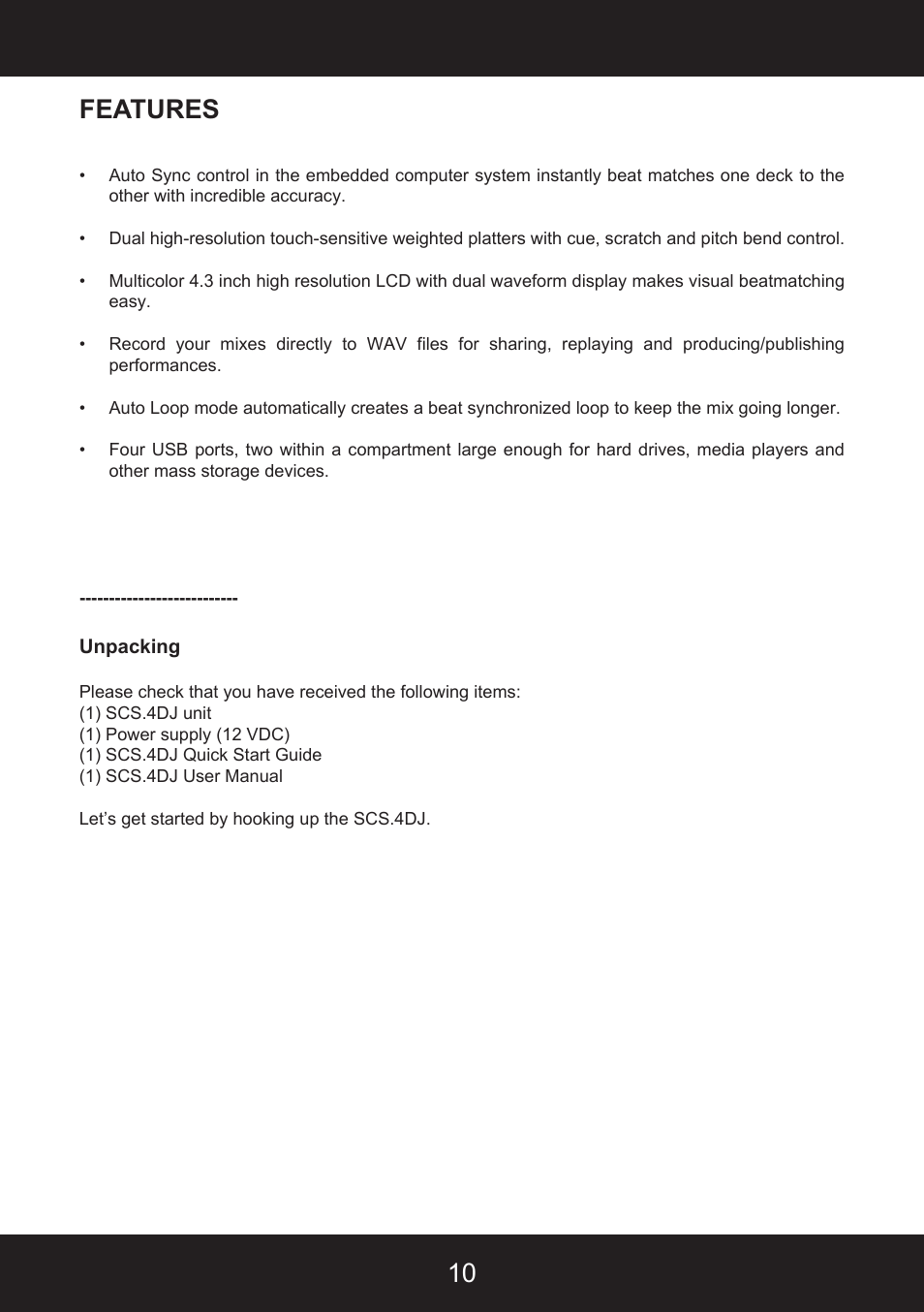 10 features | Stanton SCS.4DJ User Manual | Page 9 / 64