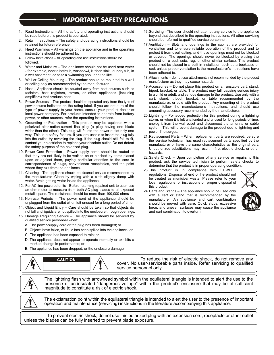 Important safety precautions | Stanton S.300 User Manual | Page 2 / 10
