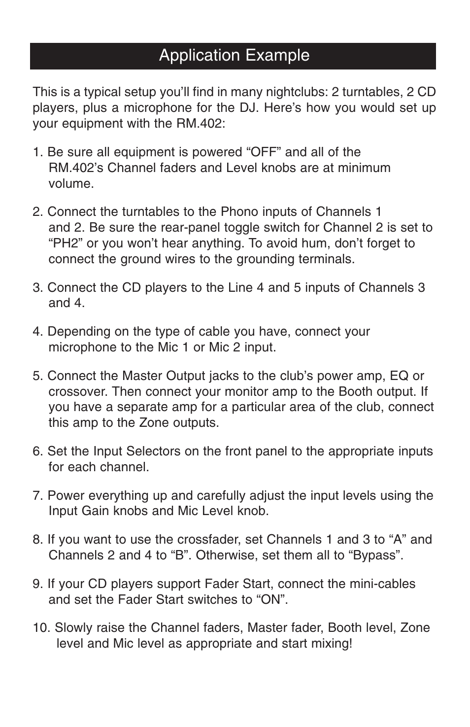 Application example | Stanton RM-402 User Manual | Page 9 / 12