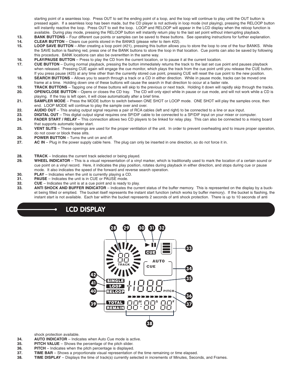 Lcd display | Stanton C.303 User Manual | Page 5 / 10
