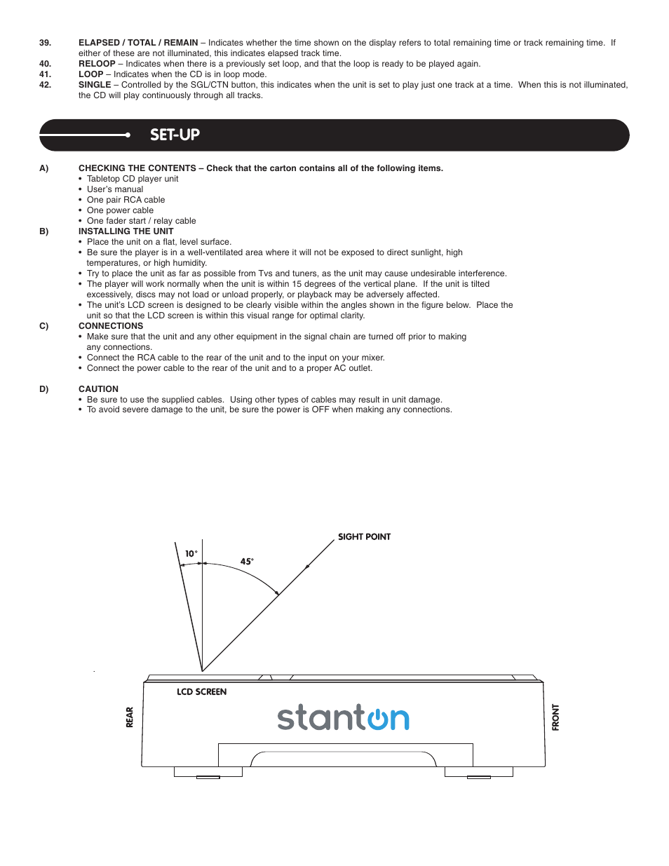 Set-up | Stanton C.303 User Manual | Page 6 / 10