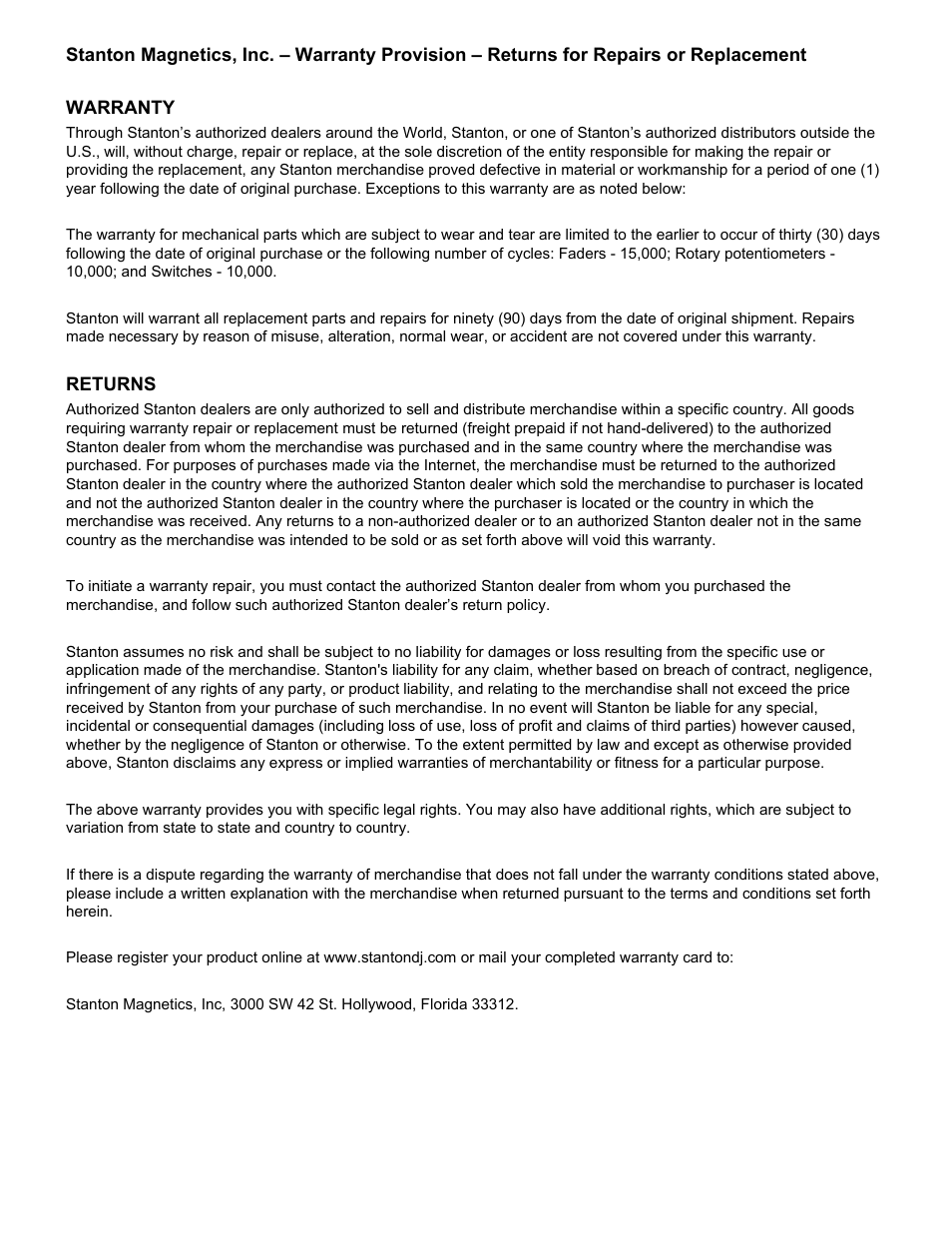 Stanton C-500 User Manual | Page 12 / 12