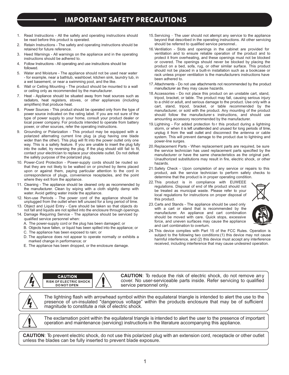 頁面 2, Important safety prec autions | Stanton C.402 User Manual | Page 2 / 12