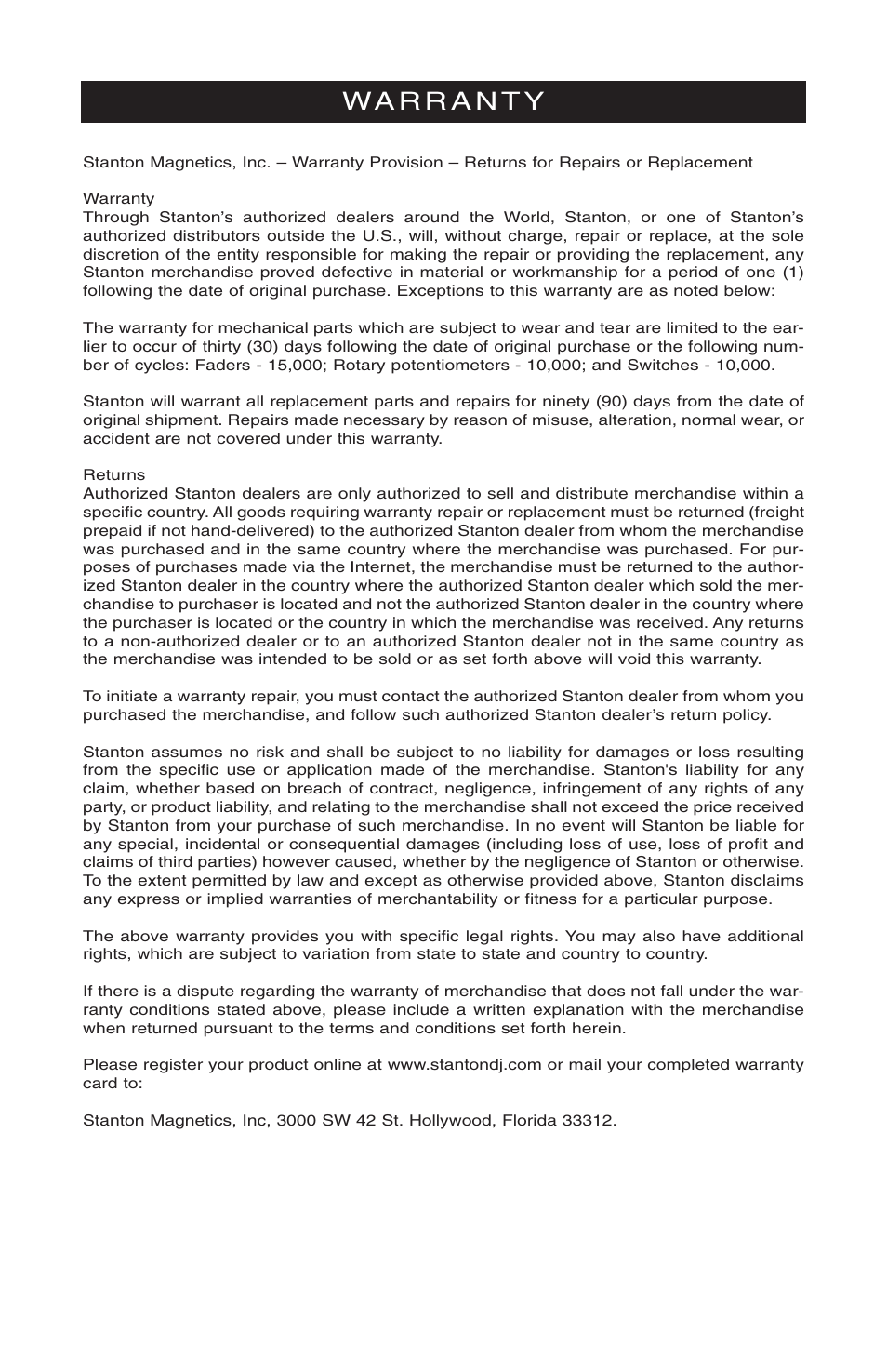 Stanton M304 User Manual | Page 11 / 11