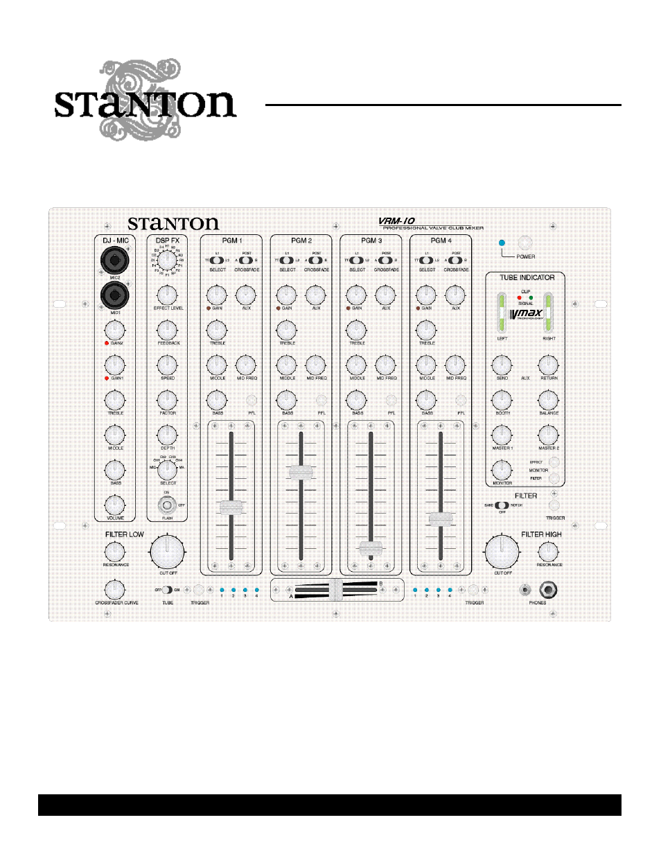 Stanton Professional Valve DJ Mixer VRM-10 User Manual | 8 pages
