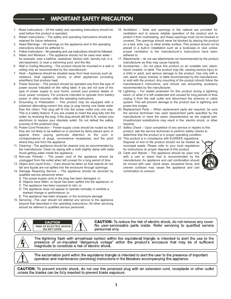 Important safety precaution | Stanton T.90 User Manual | Page 2 / 15