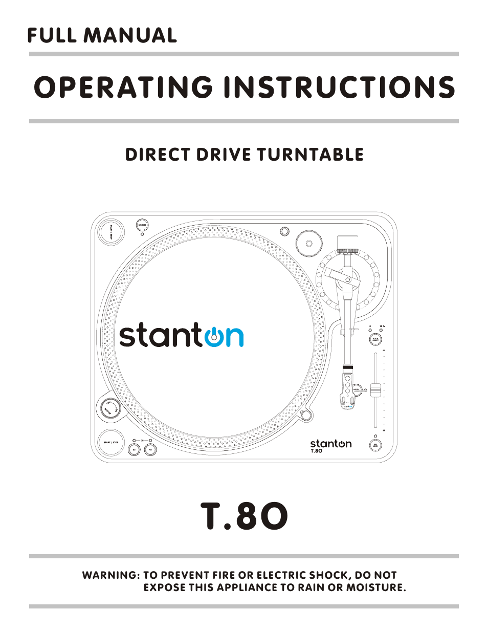 Stanton T.8O User Manual | 11 pages