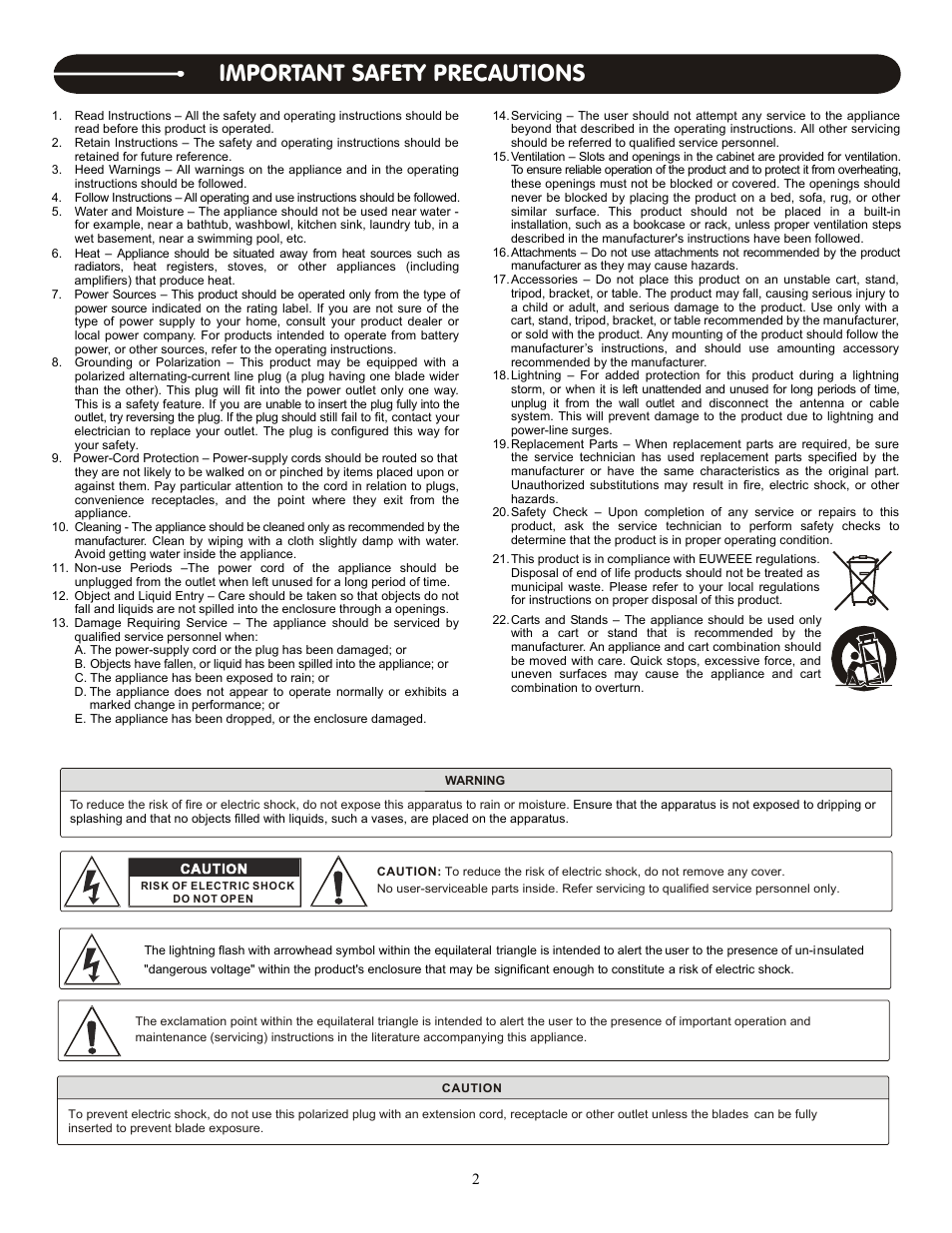 Important safety precautions | Stanton DIGIPAK PRO.V4 User Manual | Page 2 / 16