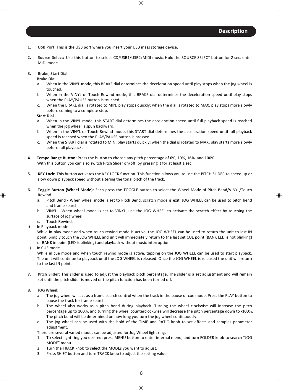 Description | Stanton CMP.800 User Manual | Page 9 / 21