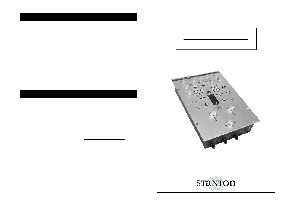 Stanton SA-12 User Manual | 6 pages