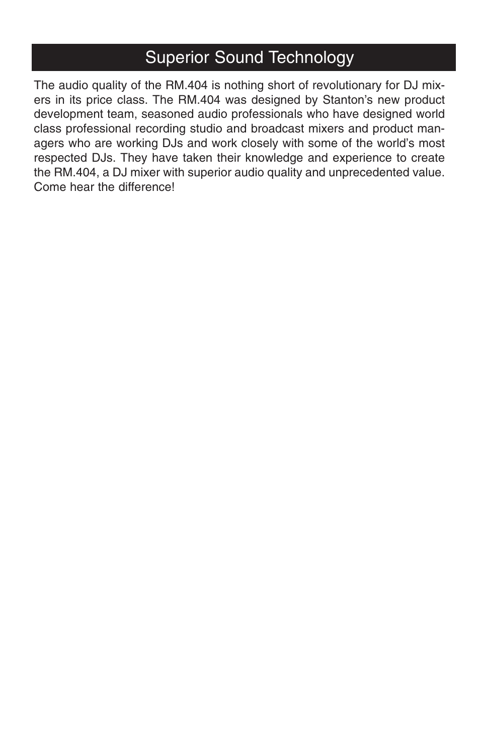 Superior sound technology | Stanton RM.404 User Manual | Page 18 / 22