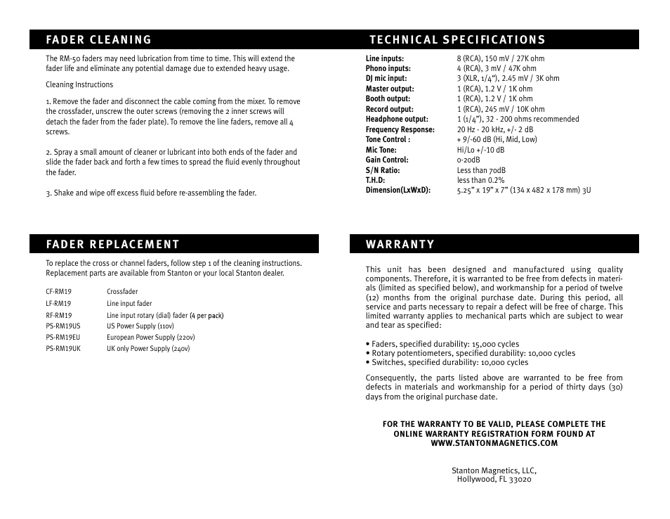 Stanton RM-50f User Manual | Page 4 / 4