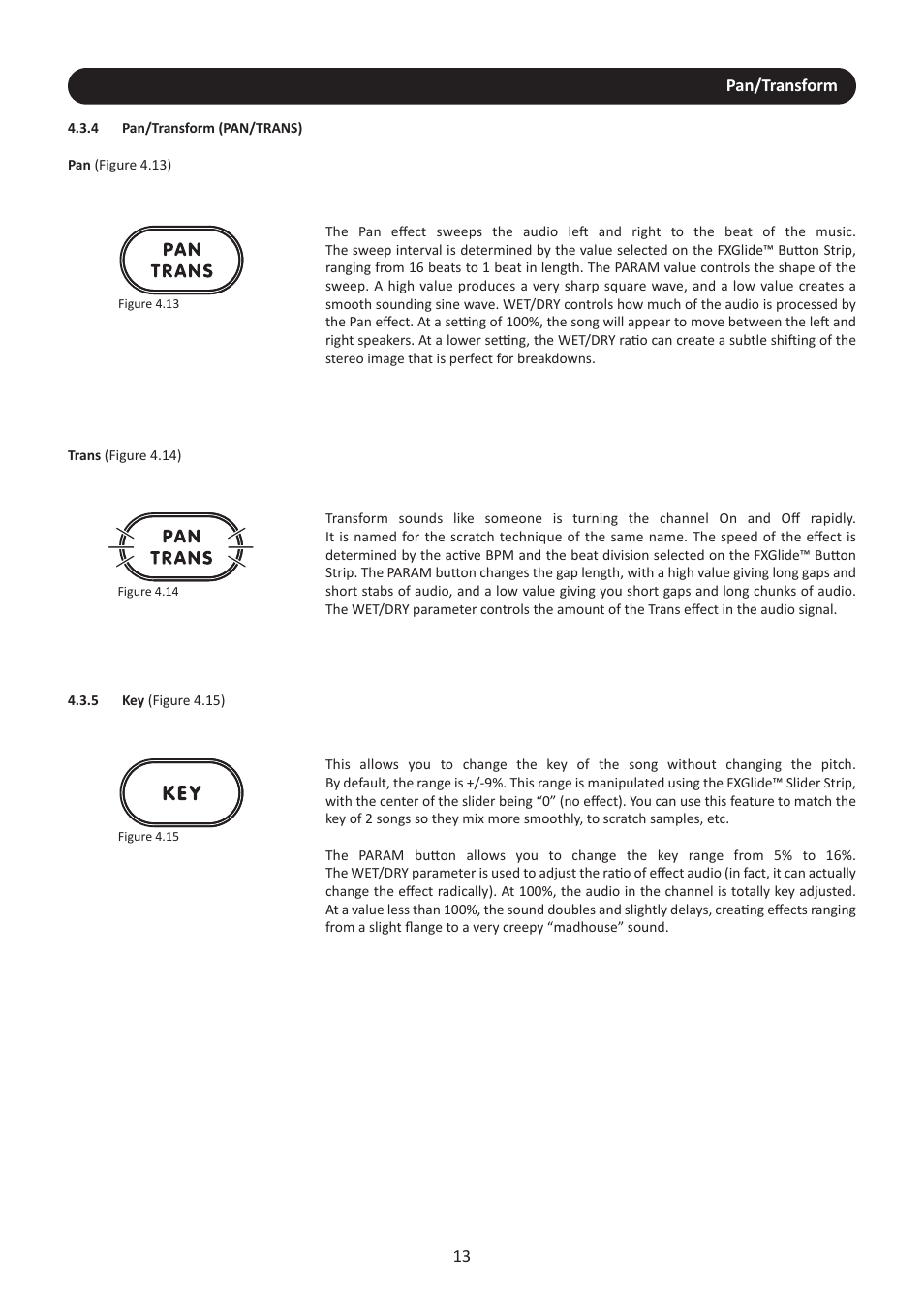 4 pan/transform, 5 key | Stanton M.207 User Manual | Page 16 / 28