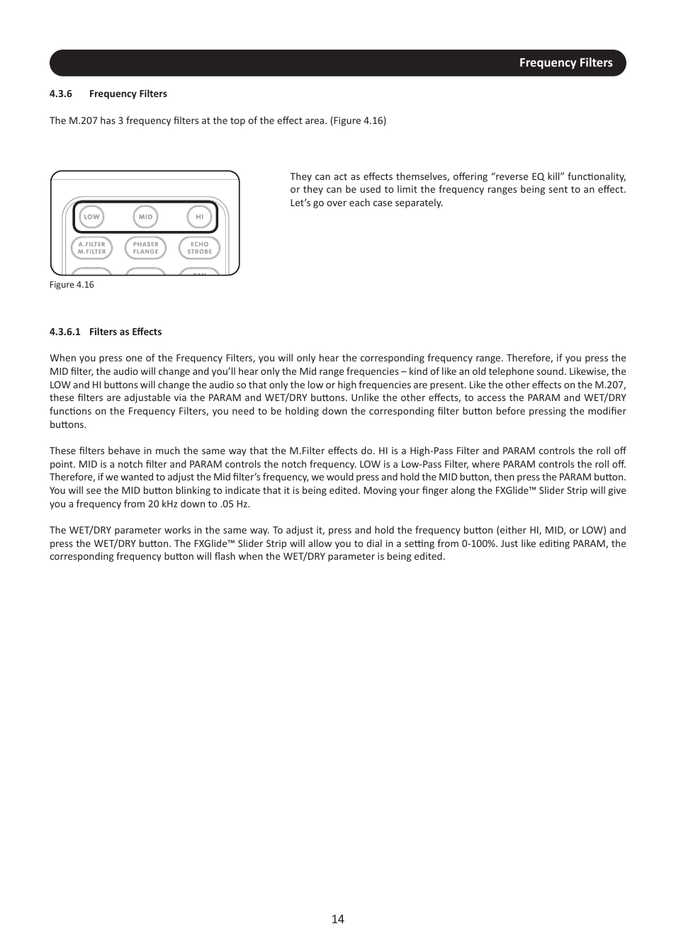 6 frequency filters, 1 filters as effects | Stanton M.207 User Manual | Page 17 / 28