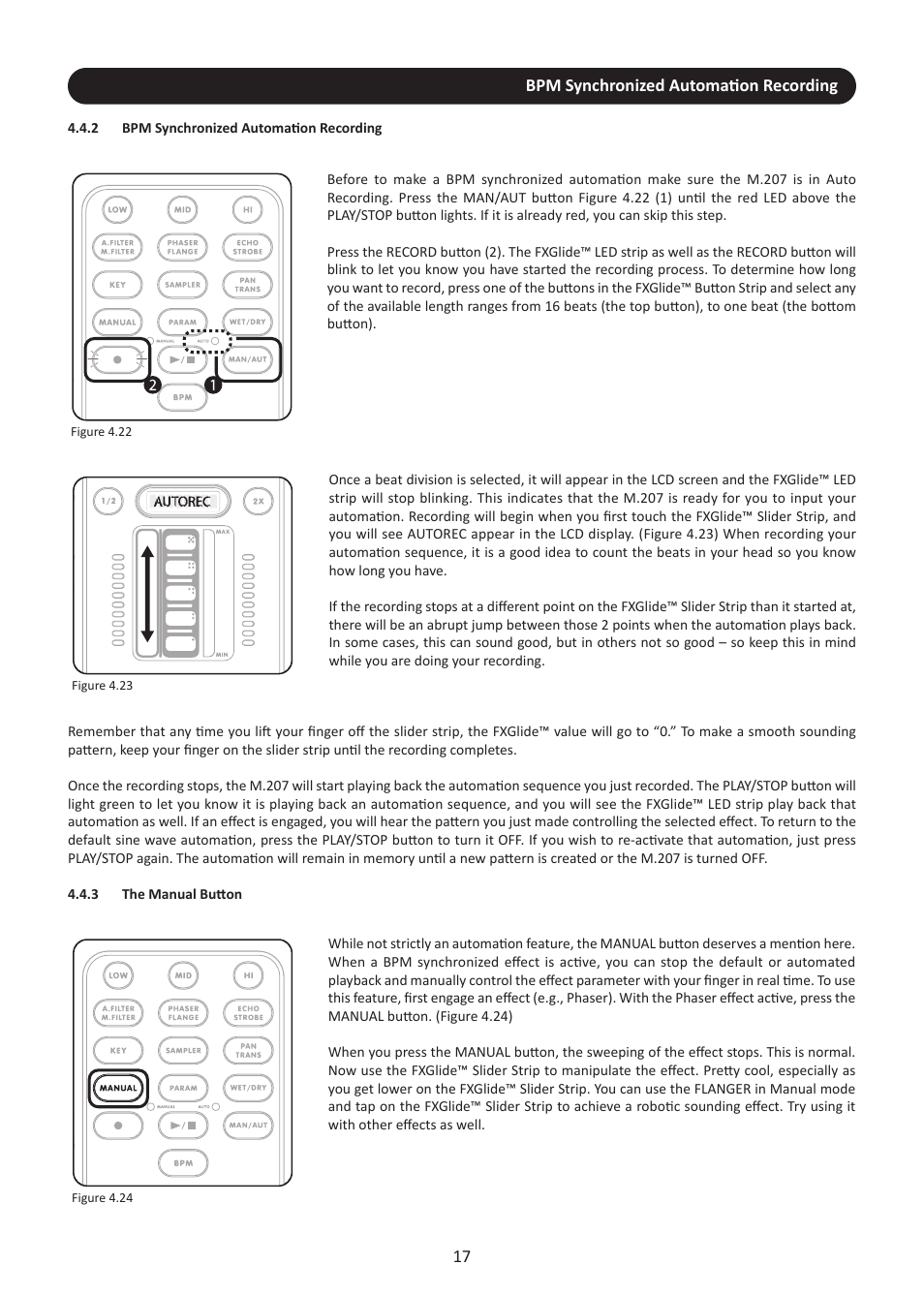 2 bpm synchronized automation recording, 3 the manual button | Stanton M.207 User Manual | Page 20 / 28