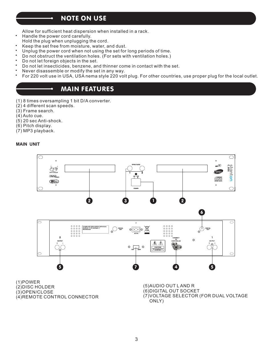 頁面 4, Main features | Stanton C.502 User Manual | Page 4 / 14