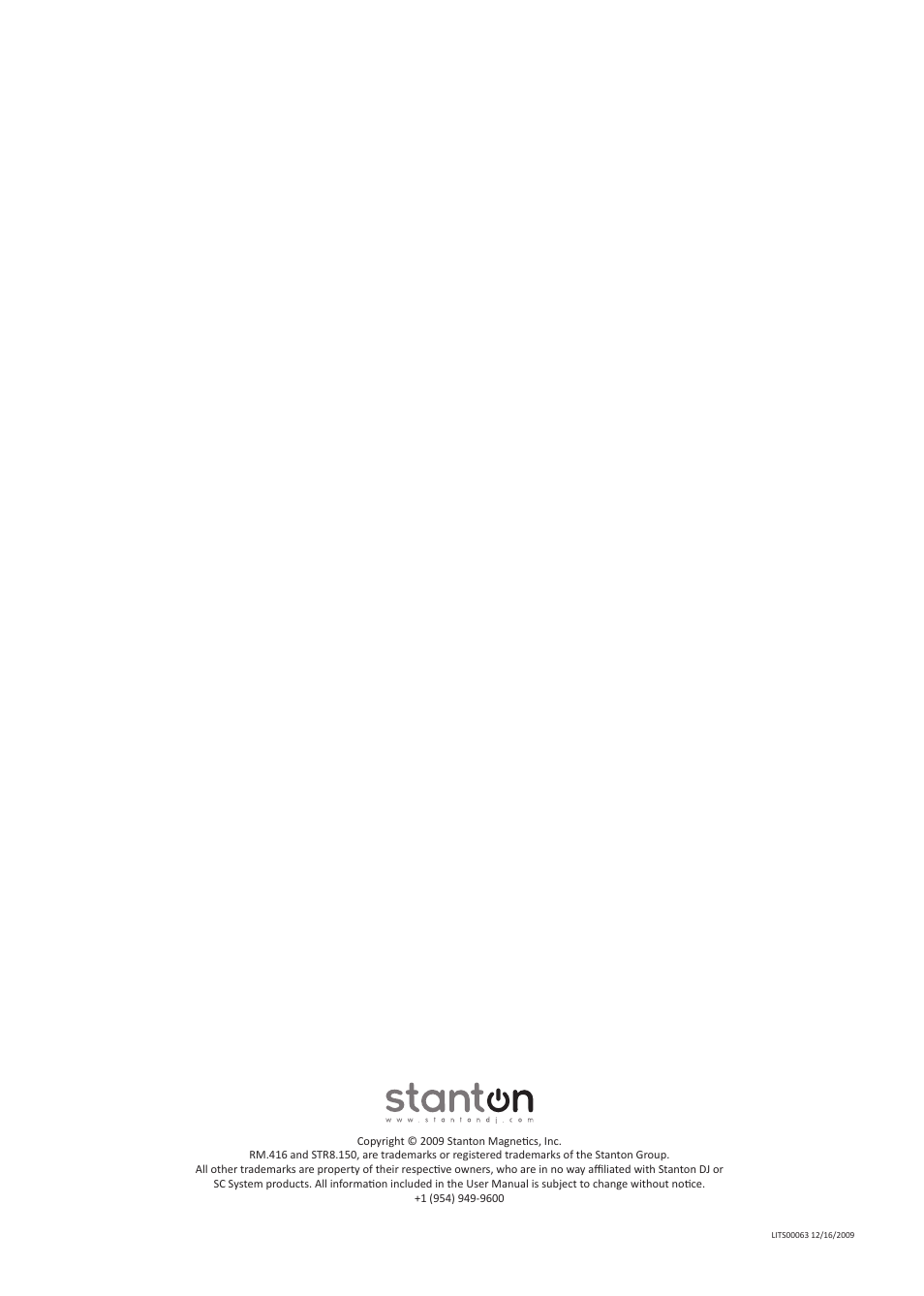 Stanton RM.416 User Manual | Page 16 / 16