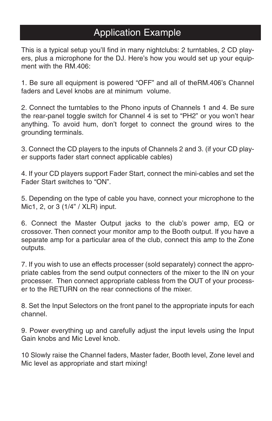 Application example | Stanton RM-406 User Manual | Page 16 / 21