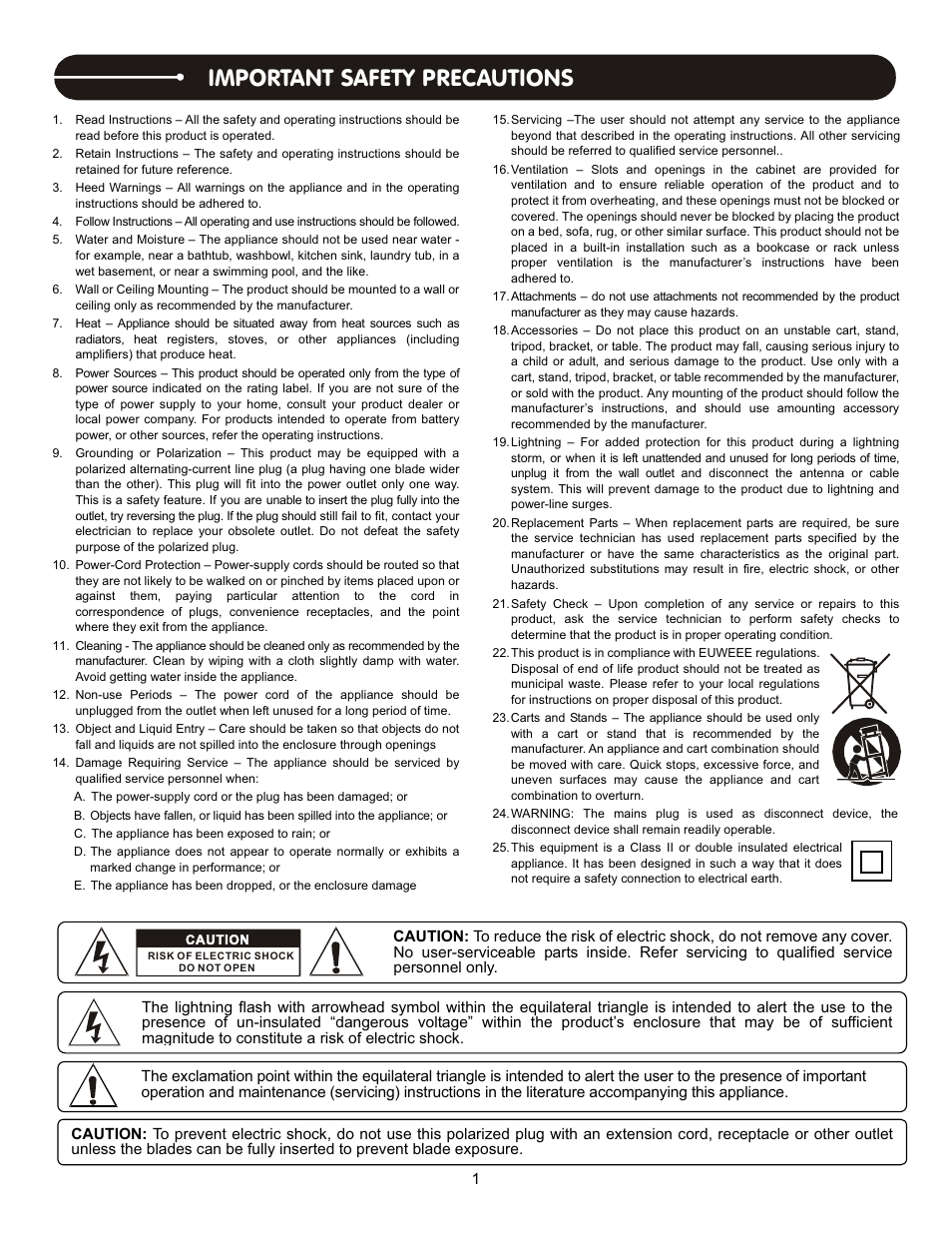 Important safety precautions | Stanton T.62 User Manual | Page 2 / 24