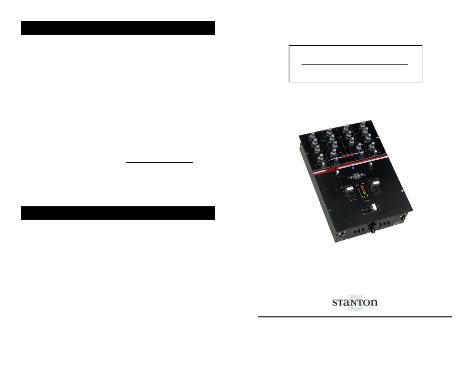 Stanton DJ FOCUS SIGNATURE MIXER SA-8 User Manual | 6 pages
