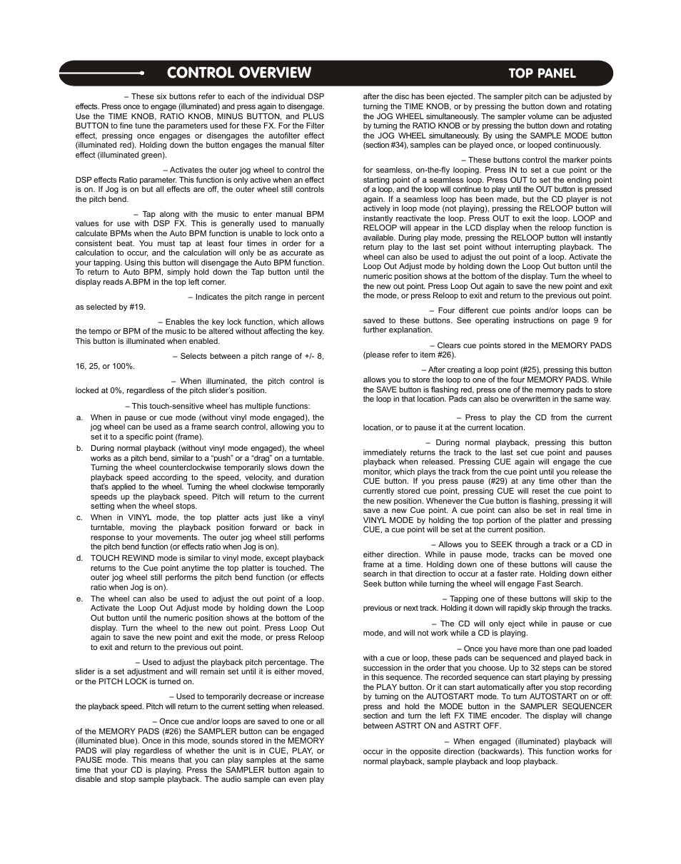 Control overview, Top panel | Stanton C.324 User Manual | Page 5 / 12