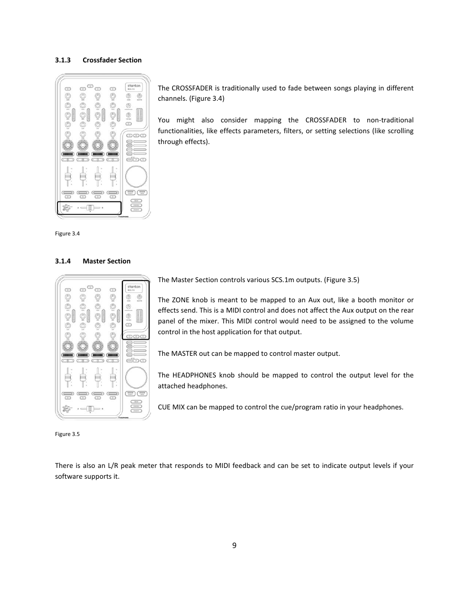 3 crossfader section, 4 master section | Stanton Mixer Control Surface/Audio Interface SCS.1m User Manual | Page 12 / 54