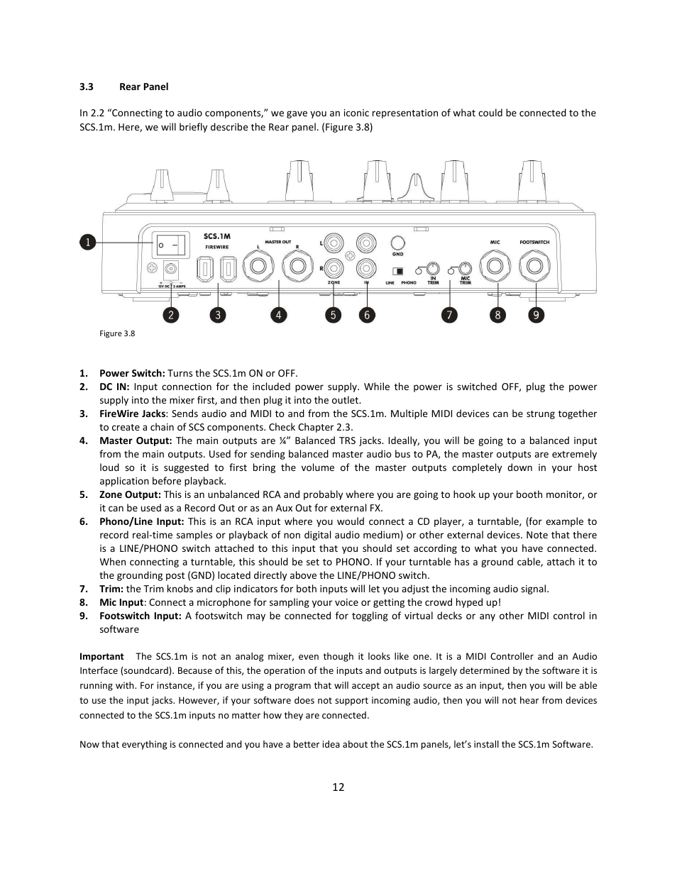 3 rear panel | Stanton Mixer Control Surface/Audio Interface SCS.1m User Manual | Page 15 / 54