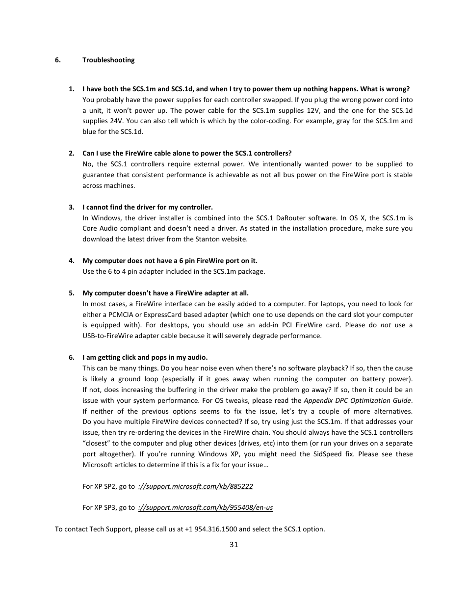 Troubleshooting, 6 troubleshooting | Stanton Mixer Control Surface/Audio Interface SCS.1m User Manual | Page 34 / 54