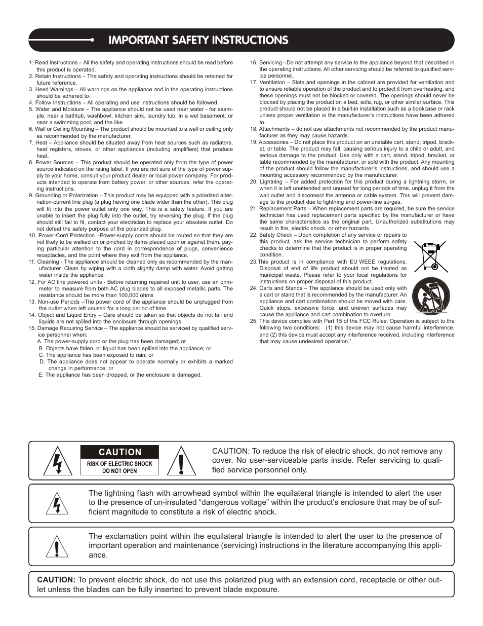 Important safety instructions | Stanton A.2800 User Manual | Page 2 / 16