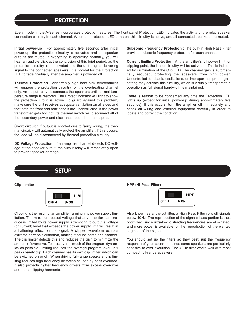 Protection, Setup | Stanton A.2800 User Manual | Page 6 / 16