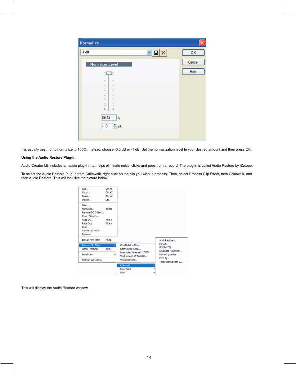 Using the audio restore plug-in | Stanton T.55 USB User Manual | Page 14 / 20