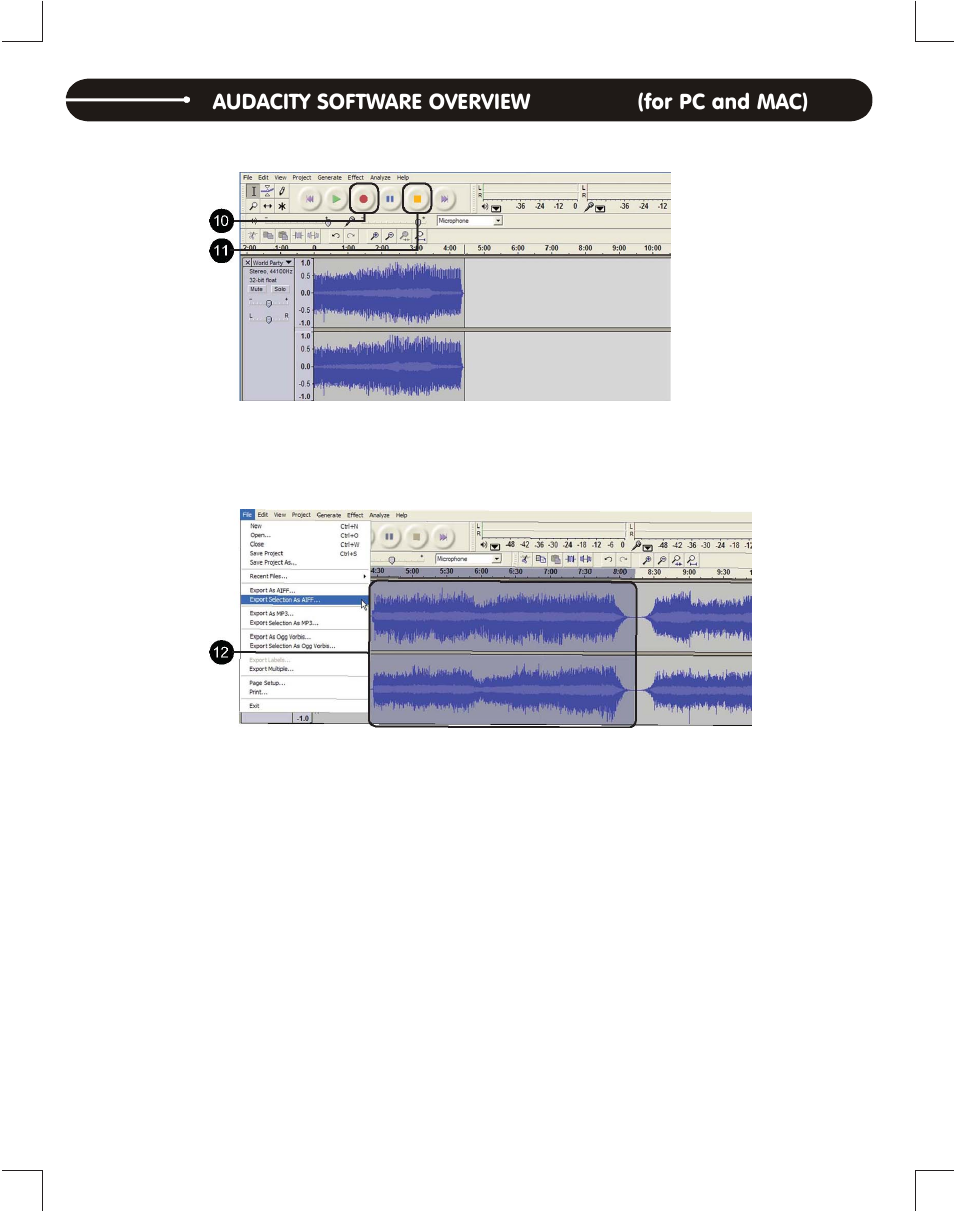 Audacity software overview (for pc and mac) | Stanton T.55 USB User Manual | Page 7 / 20