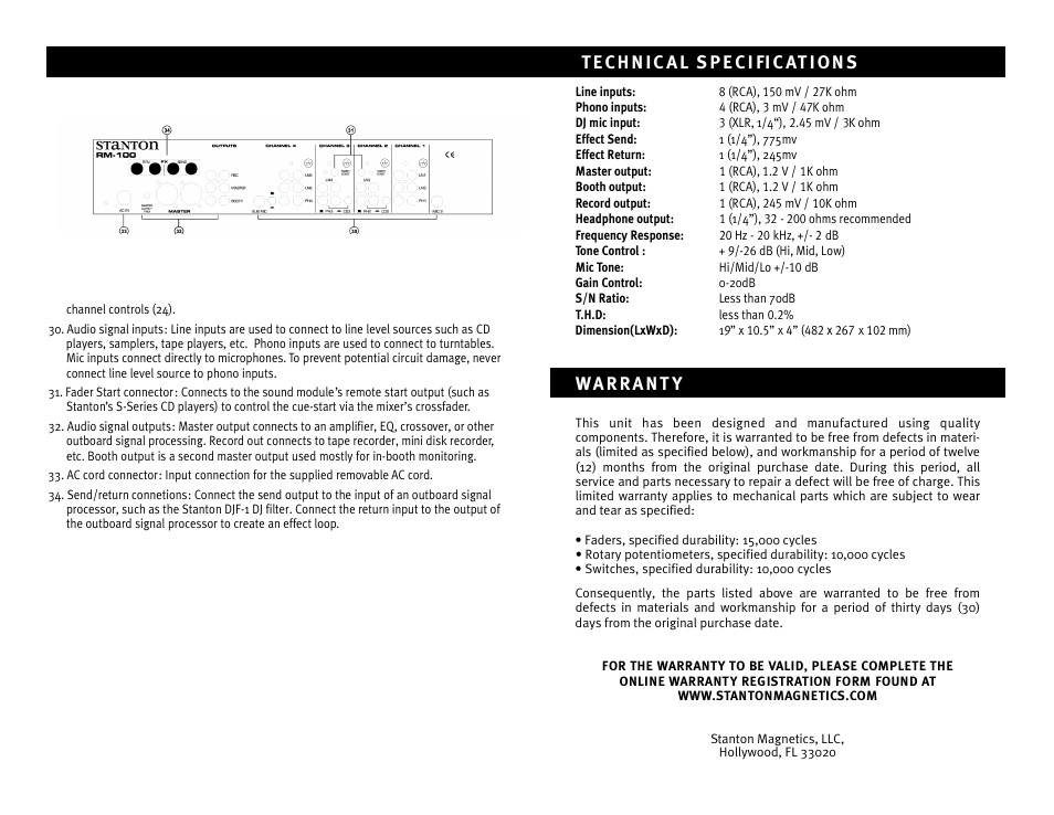 Stanton RM-100 User Manual | Page 4 / 4