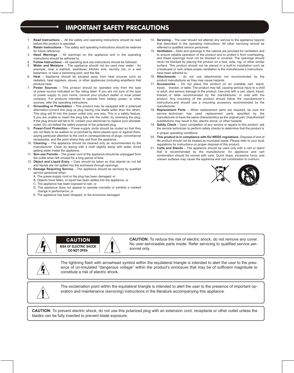 Important safety precautions, M.212 | Stanton Complete DJ System DJLab 2.1 User Manual | Page 2 / 12