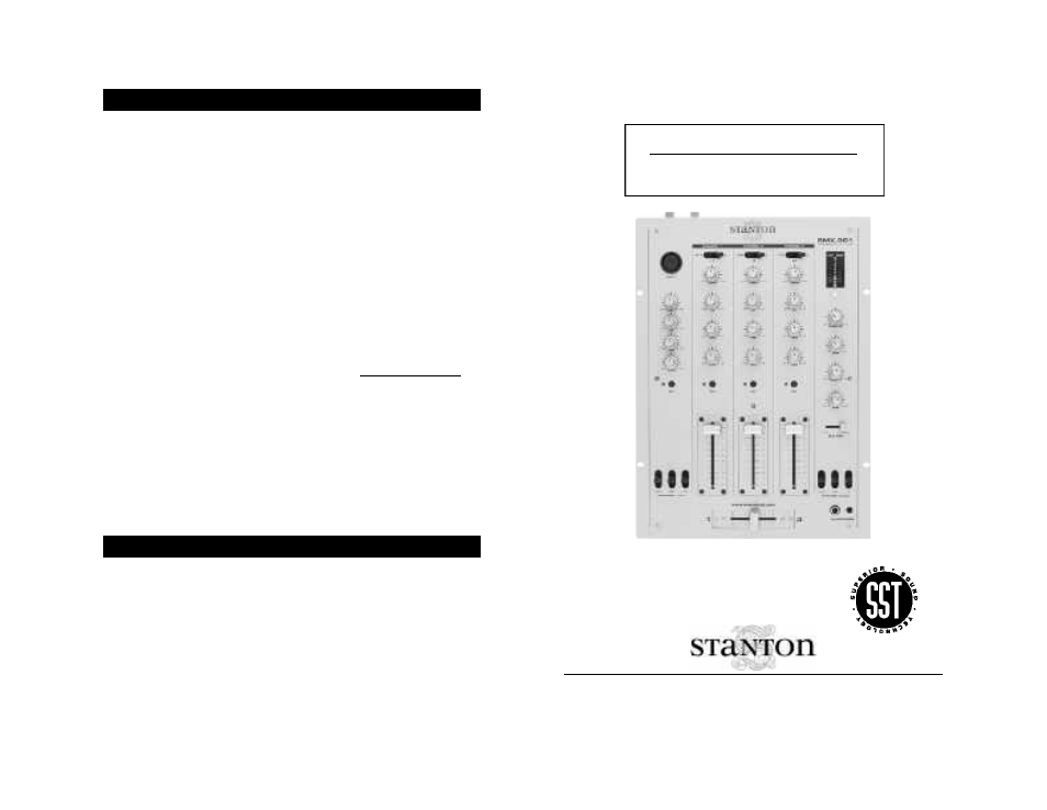 Stanton SMX-301 User Manual | 4 pages